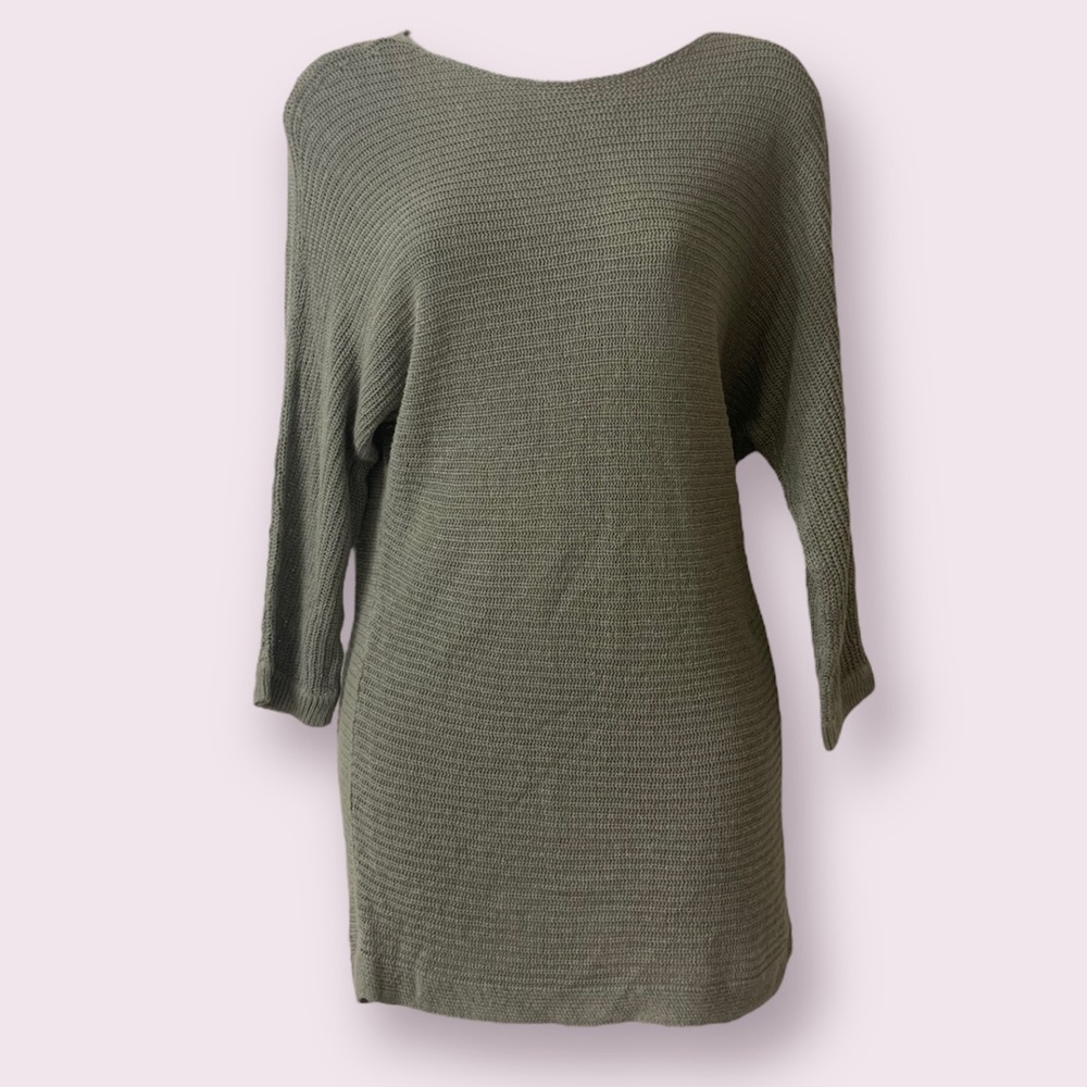 Max Studio Cozy Olive/Gray Tunic Sweater